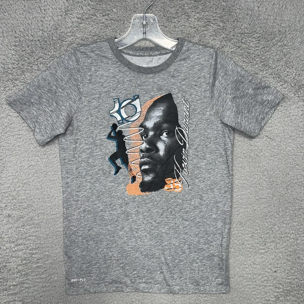 The Nike Tee‎ Kevin Durant T Shirt Youth Sz M Gray KD Dri Fit #35 Athletic Tee